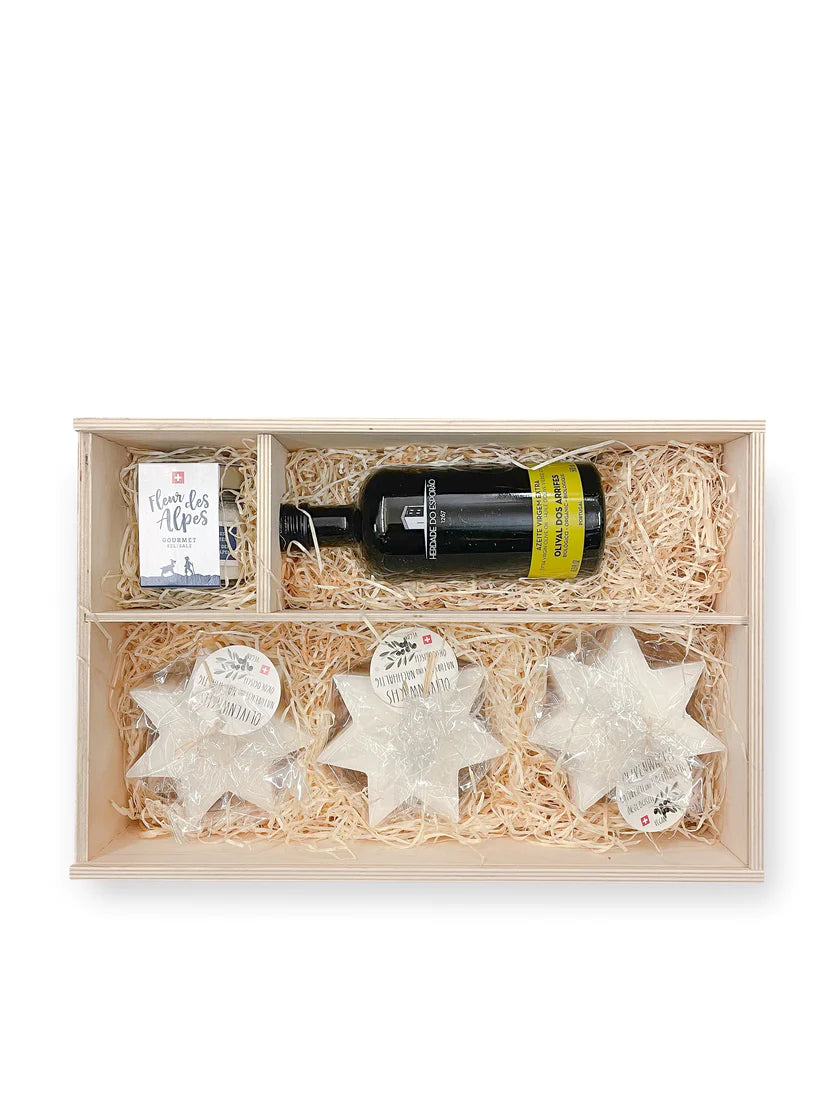 Geschenkset – Box mit Bio-Olivenöl & Fleur des Alpes