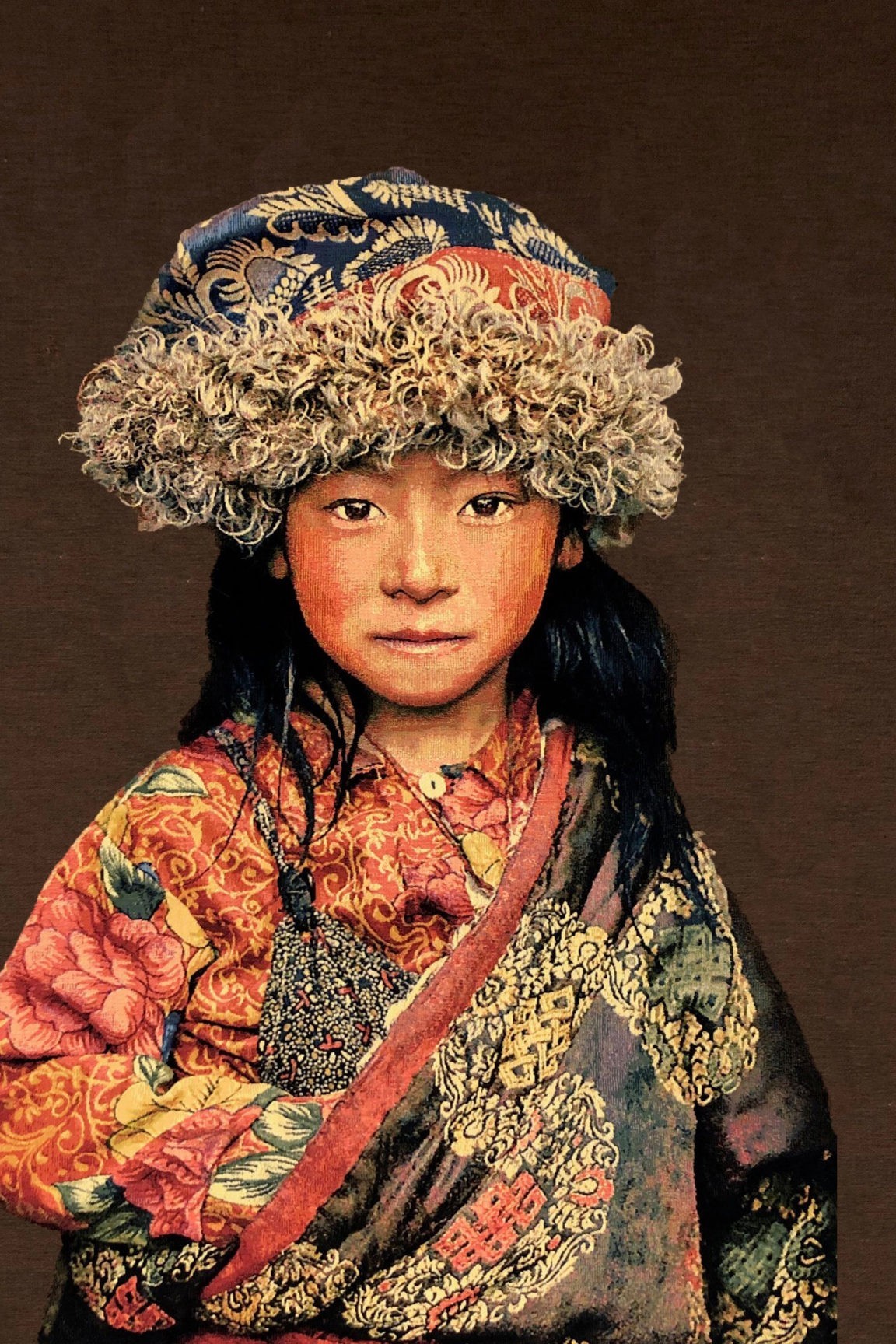 Gobelinbild Tibetan Child Taupe